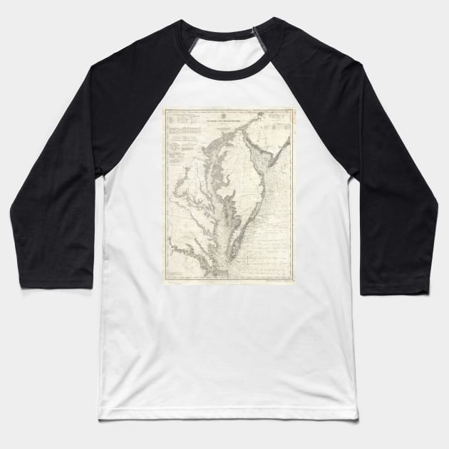 Vintage Map of The Chesapeake Bay (1893) Baseball T-Shirt by Bravuramedia